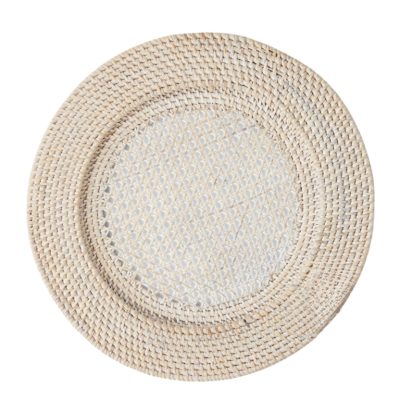 Whitewash Rattan Charger